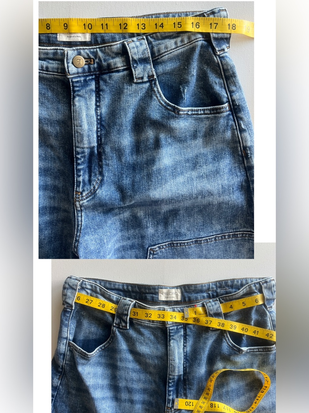 🔥RARE🔥Pilcro Myra Tapered Barrel Jeans Ankle Med Blue Wash 32T Viral - Picture 11 of 17
